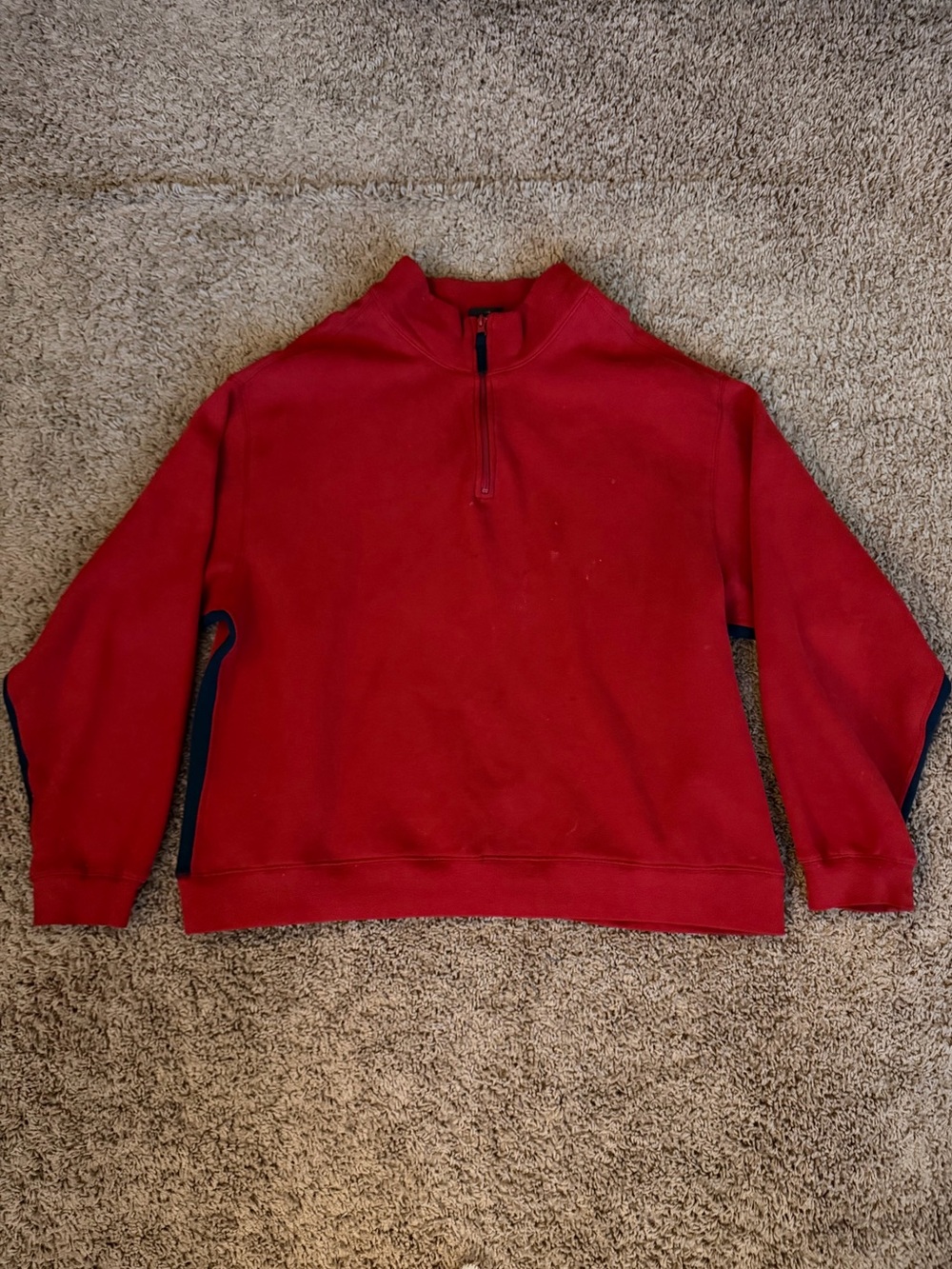 VTG Route 66 Red Half-Zip Men's Sweater with Navy Trim